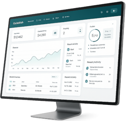 GoTaskhub management dashboard showing job overview and financial summaries